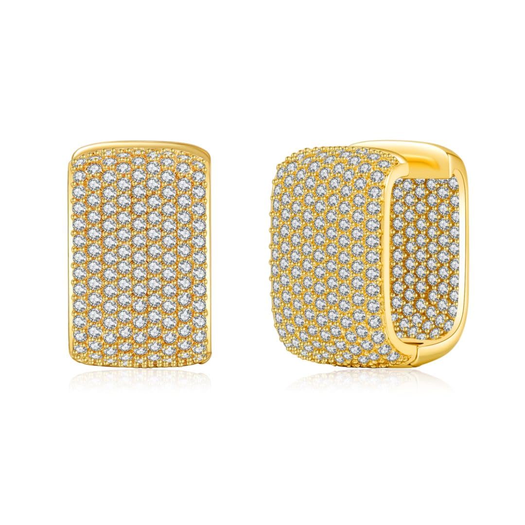 JZTJE Gold Cubic Zirconia Hoop Earrings For Women Trendy Chunky Gold Earrings Huggie Dainty Earrings Gold Jewelry Gifts For Women Hypoallergenic Earrings Gold Jewelry For Women