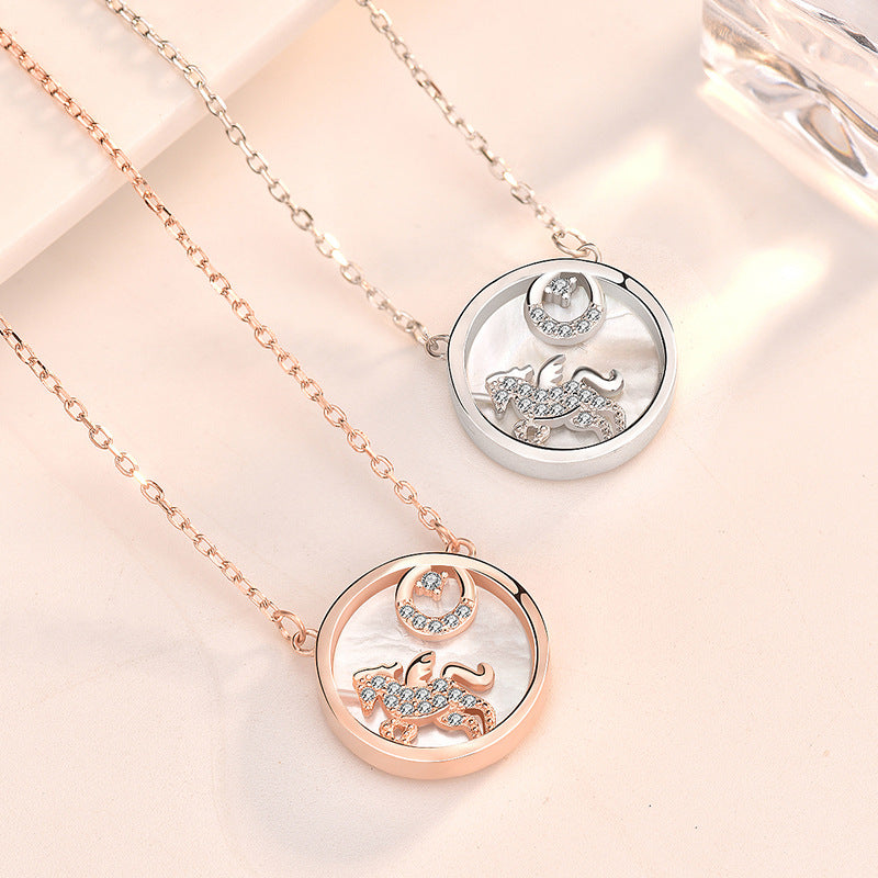 925 Silver Unicorn Mother of Pearl Necklace (Singapore Design)