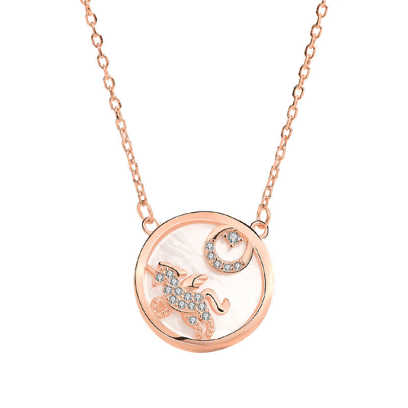 925 Silver Unicorn Mother of Pearl Necklace (Singapore Design)