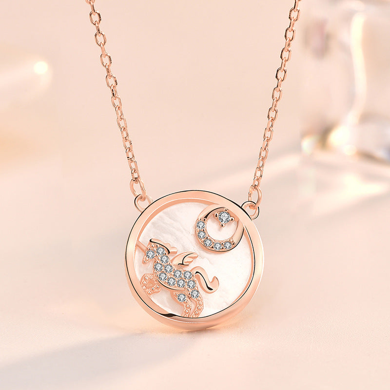 925 Silver Unicorn Mother of Pearl Necklace (Singapore Design)